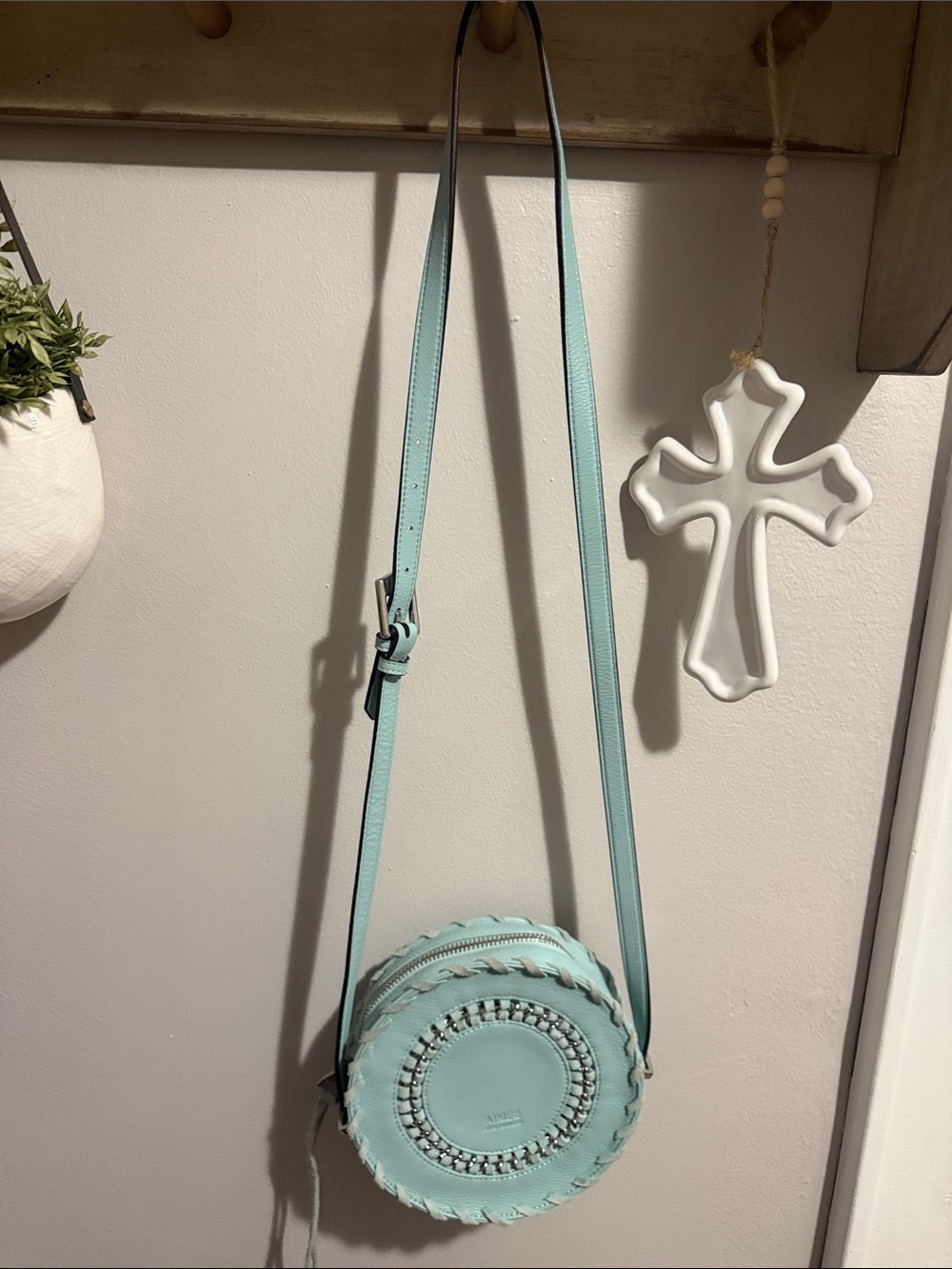 Aimee Kestenberg Mint Round Woven Crossbody Bag